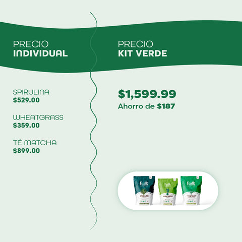 Kit Verde | Espirulina + Wheatgrass + Te Matcha