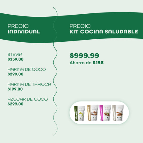 Kit Cocina Saludable | Harina de Tapioca + Harina De Coco + Stevia + Azúcar de Coco