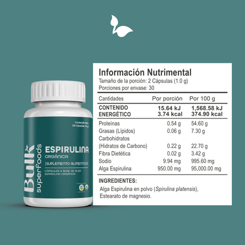 Espirulina Orgánica en Cápsulas